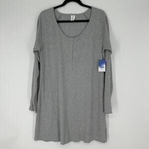 Abound Grey Long Sleeve Ribbed Henley New Dress Womens XL